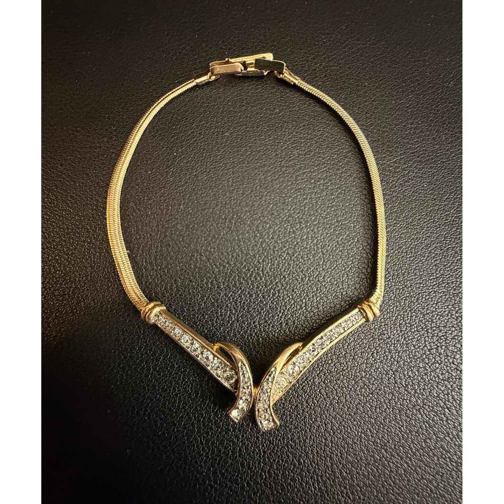 Vintage AVON Rhinestone Bracelet Chevron V Snake Chain